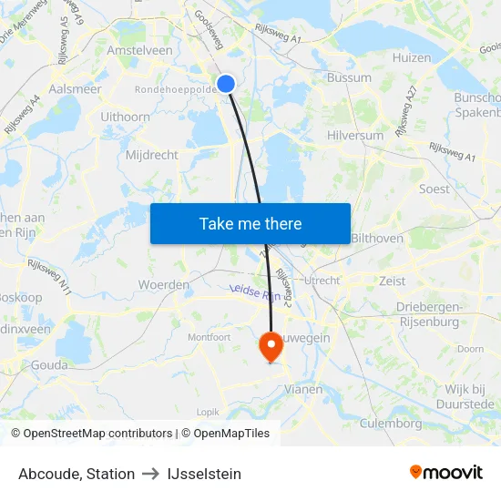 Abcoude, Station to IJsselstein map