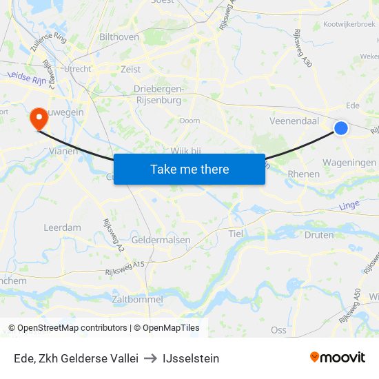 Ede, Zkh Gelderse Vallei to IJsselstein map