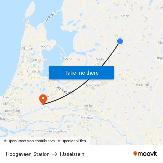 Hoogeveen, Station to IJsselstein map