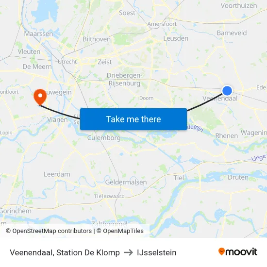 Veenendaal, Station De Klomp to IJsselstein map