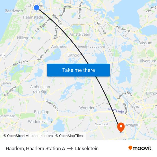 Haarlem, Haarlem Station A to IJsselstein map