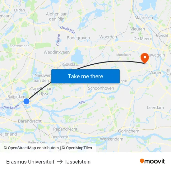 Erasmus Universiteit to IJsselstein map