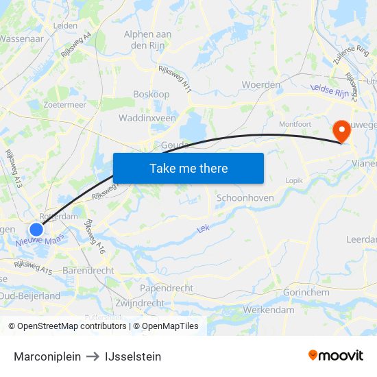 Marconiplein to IJsselstein map