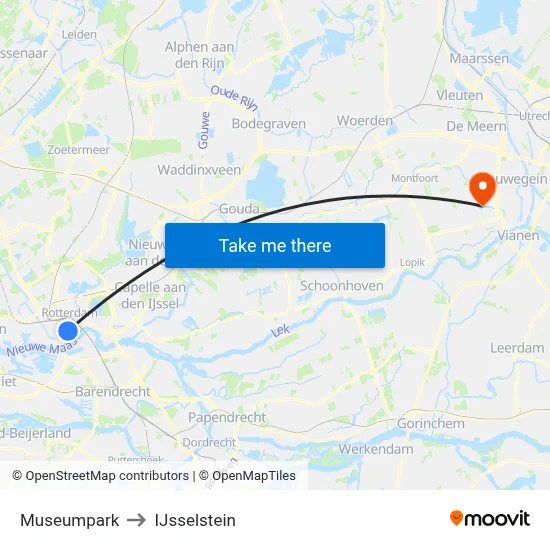 Museumpark to IJsselstein map