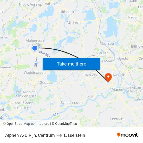 Alphen A/D Rijn, Centrum to IJsselstein map