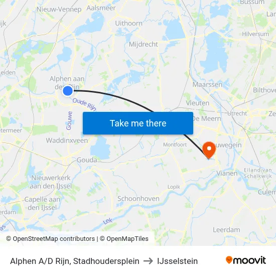 Alphen A/D Rijn, Stadhoudersplein to IJsselstein map