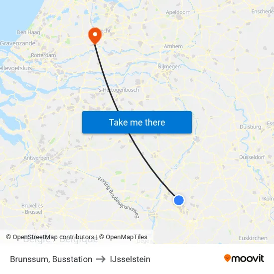 Brunssum, Busstation to IJsselstein map