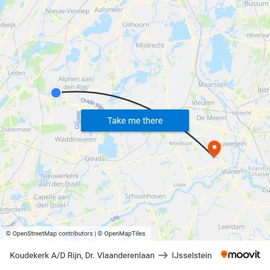 Koudekerk A/D Rijn, Dr. Vlaanderenlaan to IJsselstein map