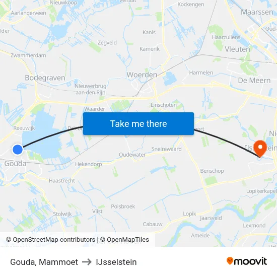 Gouda, Mammoet to IJsselstein map
