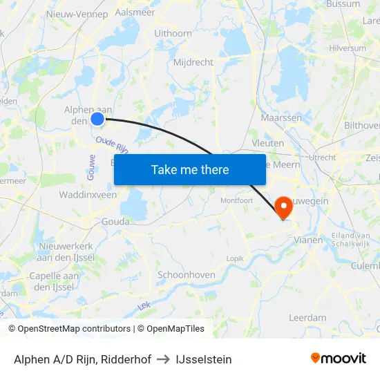 Alphen A/D Rijn, Ridderhof to IJsselstein map