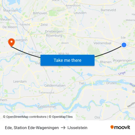 Ede, Station Ede-Wageningen to IJsselstein map