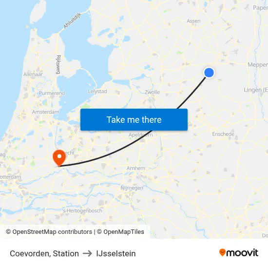 Coevorden, Station to IJsselstein map