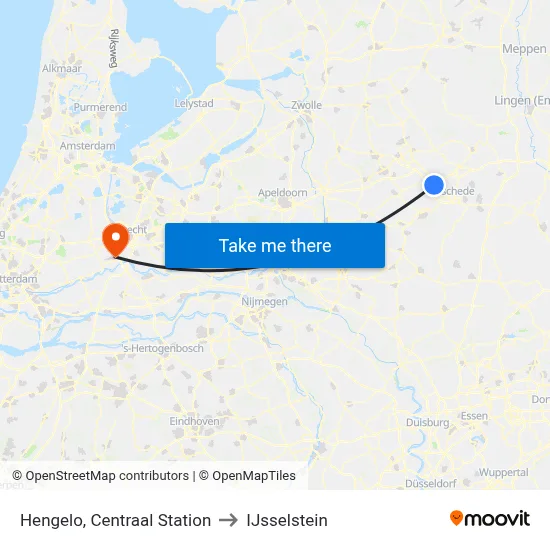 Hengelo, Centraal Station to IJsselstein map