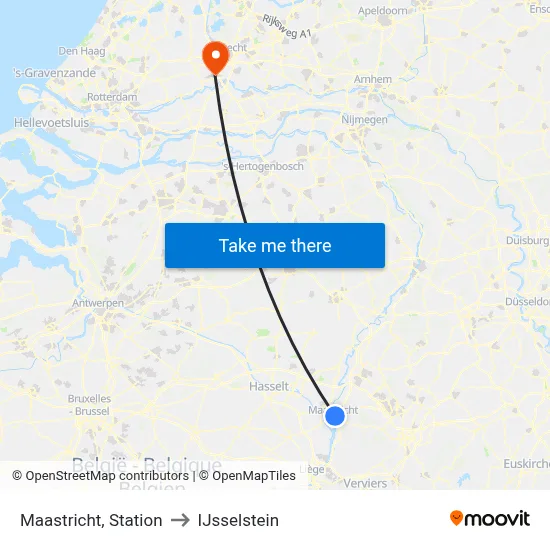 Maastricht, Station to IJsselstein map