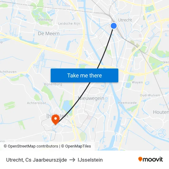 Utrecht, Cs Jaarbeurszijde to IJsselstein map