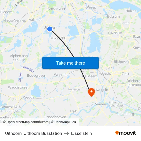 Uithoorn, Uithoorn Busstation to IJsselstein map