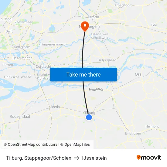 Tilburg, Stappegoor/Scholen to IJsselstein map