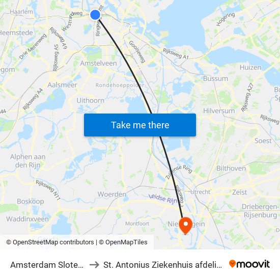 Amsterdam Sloterdijk to St. Antonius Ziekenhuis afdeling H2 map