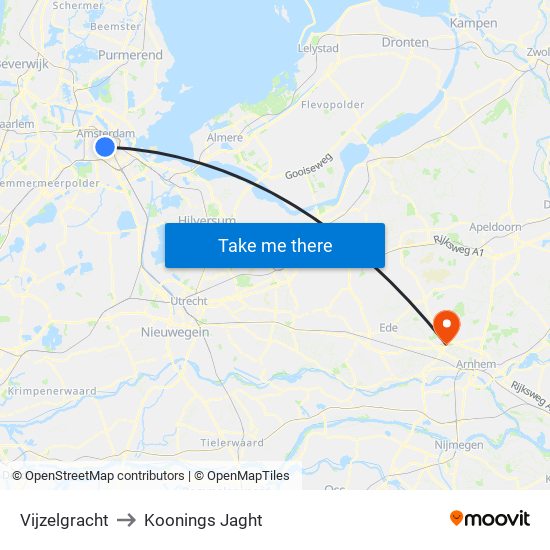 Vijzelgracht to Koonings Jaght map