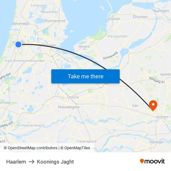 Haarlem to Koonings Jaght map