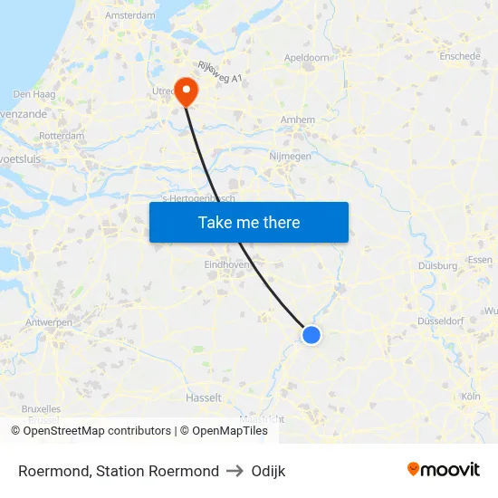 Roermond, Station Roermond to Odijk map