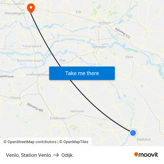 Venlo, Station Venlo to Odijk map