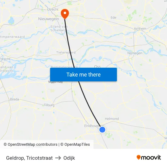 Geldrop, Tricotstraat to Odijk map