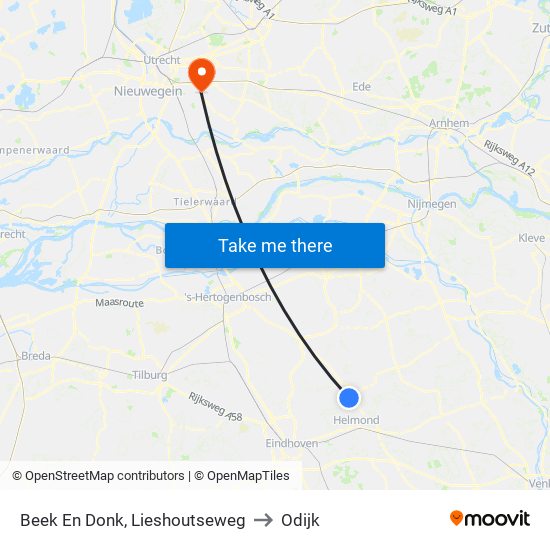 Beek En Donk, Lieshoutseweg to Odijk map
