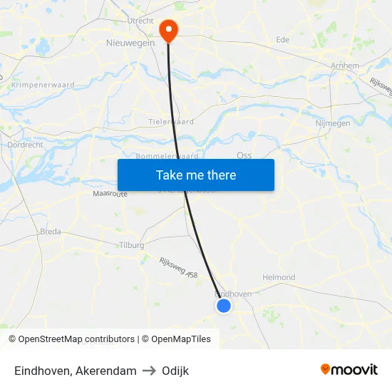Eindhoven, Akerendam to Odijk map