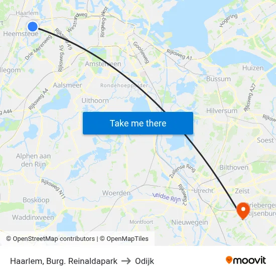 Haarlem, Burg. Reinaldapark to Odijk map
