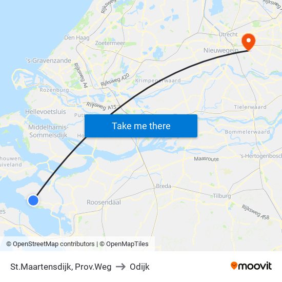 St.Maartensdijk, Prov.Weg to Odijk map