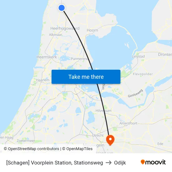 [Schagen] Voorplein Station, Stationsweg to Odijk map
