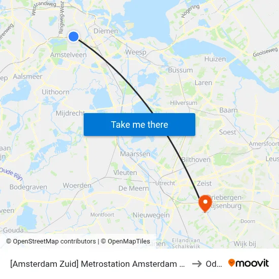 [Amsterdam Zuid] Metrostation Amsterdam Zuid to Odijk map