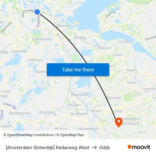 [Amsterdam Sloterdijk] Radarweg West to Odijk map