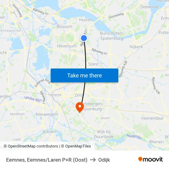 Eemnes, Eemnes/Laren P+R (Oost) to Odijk map
