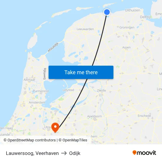 Lauwersoog, Veerhaven to Odijk map