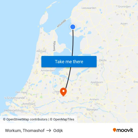 Workum, Thomashof to Odijk map