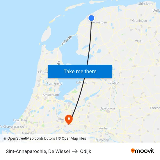 Sint-Annaparochie, De Wissel to Odijk map