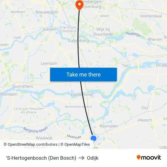 'S-Hertogenbosch (Den Bosch) to Odijk map