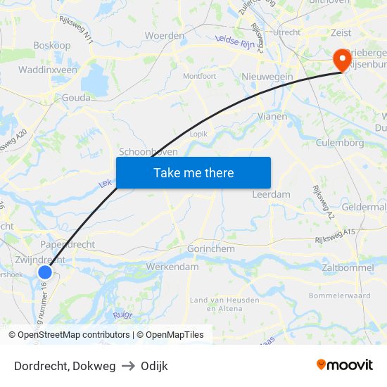 Dordrecht, Dokweg to Odijk map