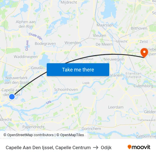 Capelle Aan Den Ijssel, Capelle Centrum to Odijk map