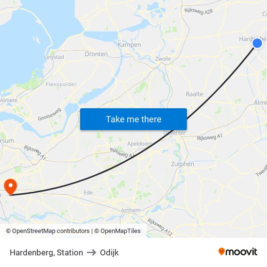 Hardenberg, Station to Odijk map