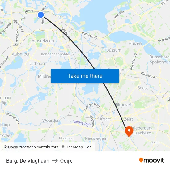 Burg. De Vlugtlaan to Odijk map
