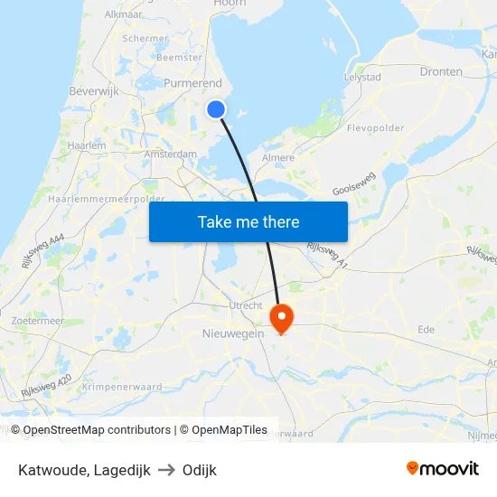 Katwoude, Lagedijk to Odijk map