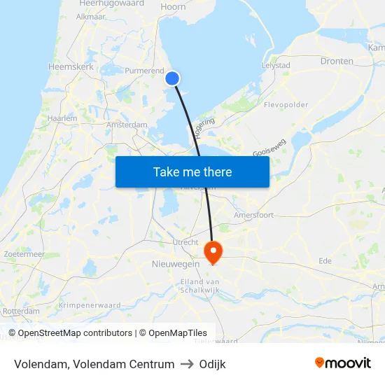 Volendam, Volendam Centrum to Odijk map