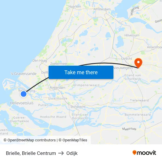 Brielle, Brielle Centrum to Odijk map