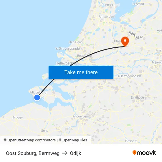Oost Souburg, Bermweg to Odijk map