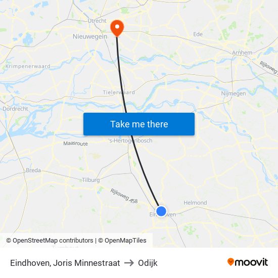 Eindhoven, Joris Minnestraat to Odijk map