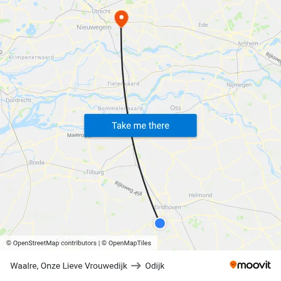 Waalre, Onze Lieve Vrouwedijk to Odijk map