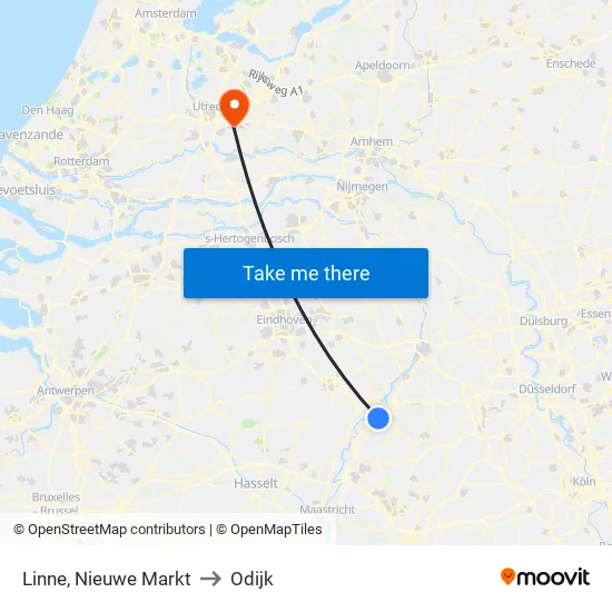 Linne, Nieuwe Markt to Odijk map